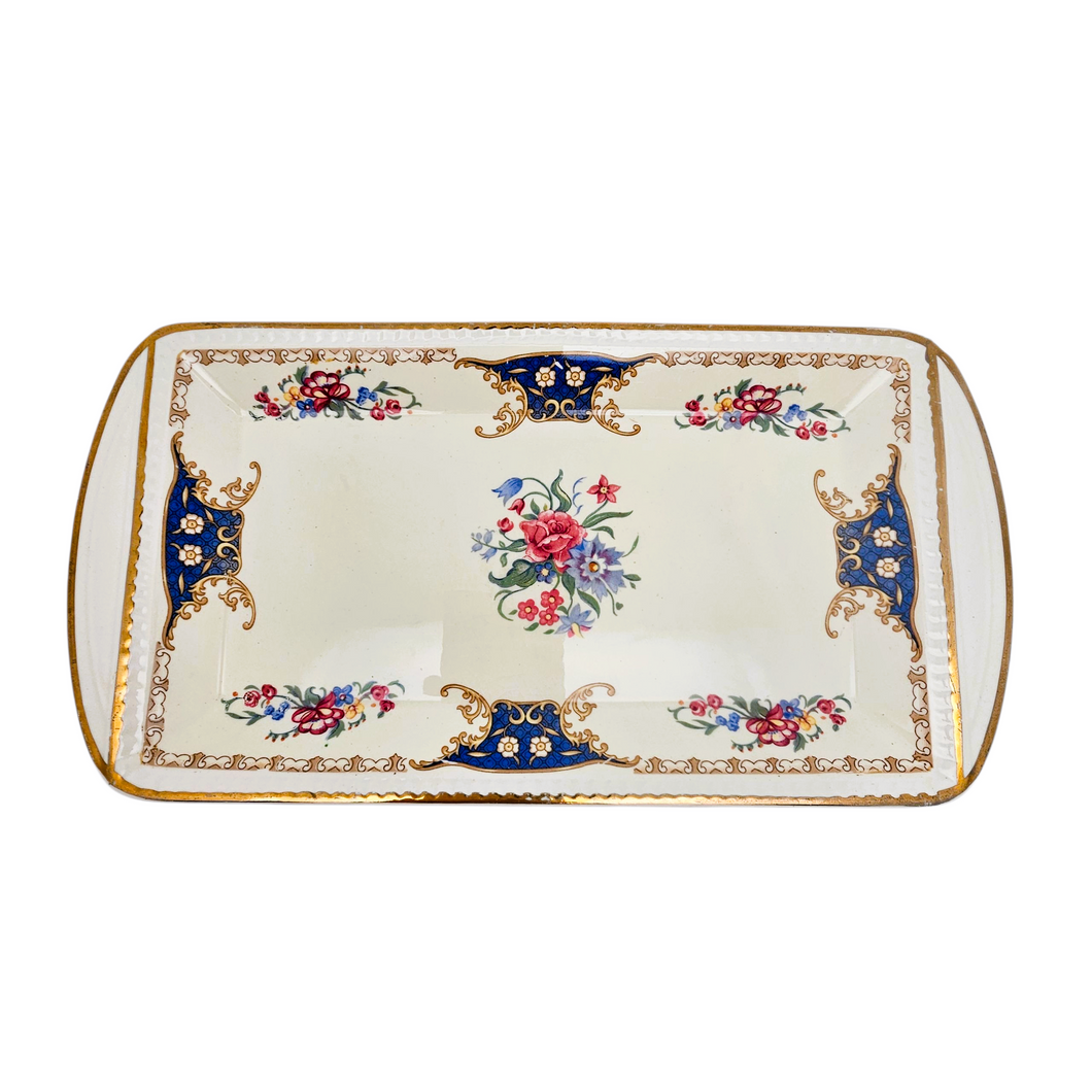 Portland Pottery, Staffordshire, Plat à cake en faïence, vers 1950 Le Charme des Violettes - Brocante en ligne