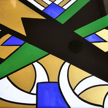 Afbeelding in Gallery-weergave laden, Plateau Art déco signé Polma en verre peint et bois, années 1920-1930

