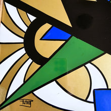 Afbeelding in Gallery-weergave laden, Plateau Art déco signé Polma en verre peint et bois, années 1920-1930
