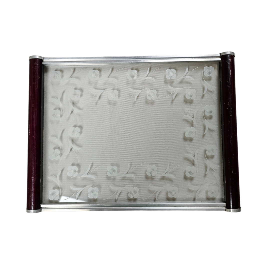 Art Deco etched glass tray