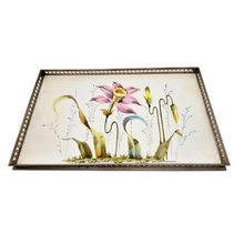 Load image into Gallery viewer, Plateau en céramique peinte à la main aux fleurs stylisées, années 1950 Le Charme des Violettes - Brocante en ligne
