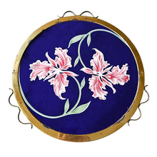 Load image into Gallery viewer, Plat à gâteau tournant en céramique Art déco aux iris, vers 1930-1940 Le Charme des Violettes - Brocante en ligne
