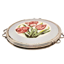 Charger l'image dans la galerie, Plat à gâteau tournant Art déco aux tulipes – fond gris bleuté, vers 1930-1940 Le Charme des Violettes - Brocante en ligne
