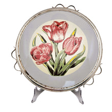 Charger l'image dans la galerie, Plat à gâteau tournant Art déco aux tulipes – fond gris bleuté, vers 1930-1940 Le Charme des Violettes - Brocante en ligne
