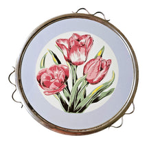 Charger l'image dans la galerie, Plat à gâteau tournant Art déco aux tulipes – fond gris bleuté, vers 1930-1940 Le Charme des Violettes - Brocante en ligne
