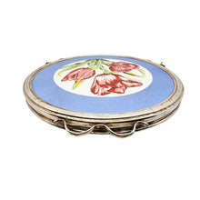 Charger l'image dans la galerie, Plat à gâteau tournant Art déco aux tulipes – fond bleu ciel, vers 1930-1940 Le Charme des Violettes - Brocante en ligne
