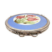Charger l'image dans la galerie, Plat à gâteau tournant Art déco aux tulipes – fond bleu ciel, vers 1930-1940 Le Charme des Violettes - Brocante en ligne
