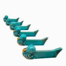 Load image into Gallery viewer, Ensemble de 6 porte-couteaux en céramique turquoise et dorée, années 1950 Le Charme des Violettes - Brocante en ligne

