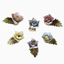 Load image into Gallery viewer, Suite de 6 porte-noms en forme de fleur en porcelaine anglaise, années 1950-1960
