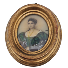 Load image into Gallery viewer, Miniature sur ivoire, portrait d&#39;une élégante, XIXe
