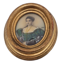 Load image into Gallery viewer, Miniature sur ivoire, portrait d&#39;une élégante, XIXe
