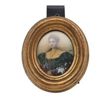 Load image into Gallery viewer, Miniature sur ivoire, portrait d&#39;une élégante, XIXe
