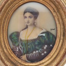 Load image into Gallery viewer, Miniature sur ivoire, portrait d&#39;une élégante, XIXe
