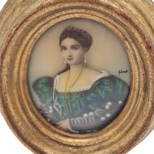 Load image into Gallery viewer, Miniature sur ivoire, portrait d&#39;une élégante, XIXe
