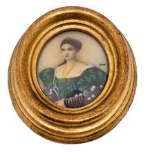 Load image into Gallery viewer, Miniature sur ivoire, portrait d&#39;une élégante, XIXe
