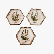 Load image into Gallery viewer, Sous-verres florentins vintage en bois peint, série des herbes médicinales, années 1970
