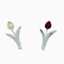 Load image into Gallery viewer, Swarovski. Duo of vintage red and yellow miniature tulips in cut crystal
