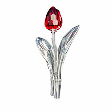 Afbeelding in Gallery-weergave laden, Swarovski. Duo de tulipes miniatures rouge et jaune vintage en cristal taillé
