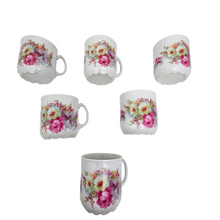 Load image into Gallery viewer, Suite de 6 petites tasses à moka en porcelaine fleurie vintage, XXè
