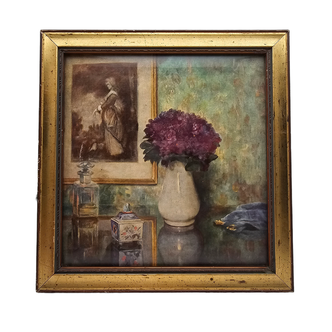 Dolf Van Roy. Le bouquet de violettes. Reproduction ancienne