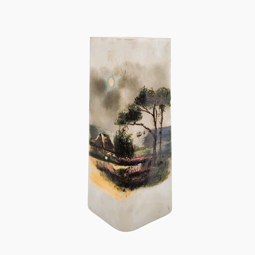 Dolhain Wirths, vase en opaline peinte à la main, Deauville, années 1922-1930