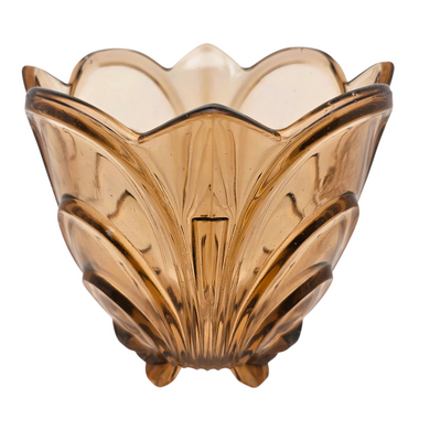 Vase Art déco Walther & Söhne, Modèle Irene, en verre rose ambré avec pique-fleurs, années 1930 Le Charme des Violettes - Brocante en ligne