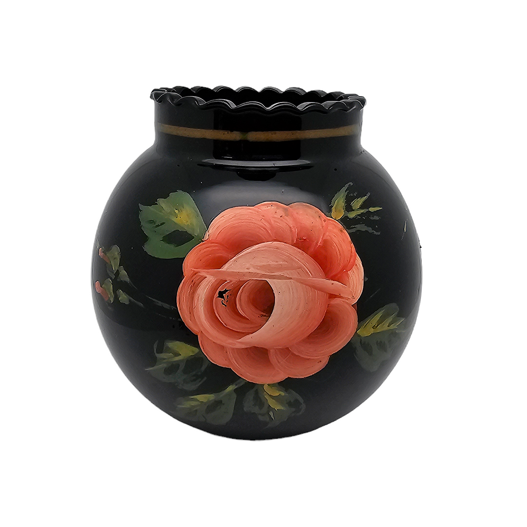 From Rupel Boom? Art Deco ball vase in black glass