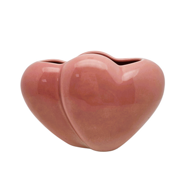 Vase vintage en céramique rose poudré – Forme cœur double, années 1950-1970 Le Charme des Violettes - Brocante en ligne