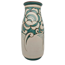 Afbeelding in Gallery-weergave laden, Vase Art déco en grès, décor fleurs turquoises, années 1920-1930
