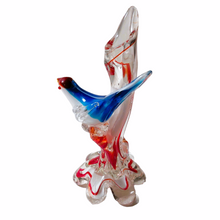 Charger l&#39;image dans la galerie, Vase à l&#39;oiseau en verre soufflé vintage

