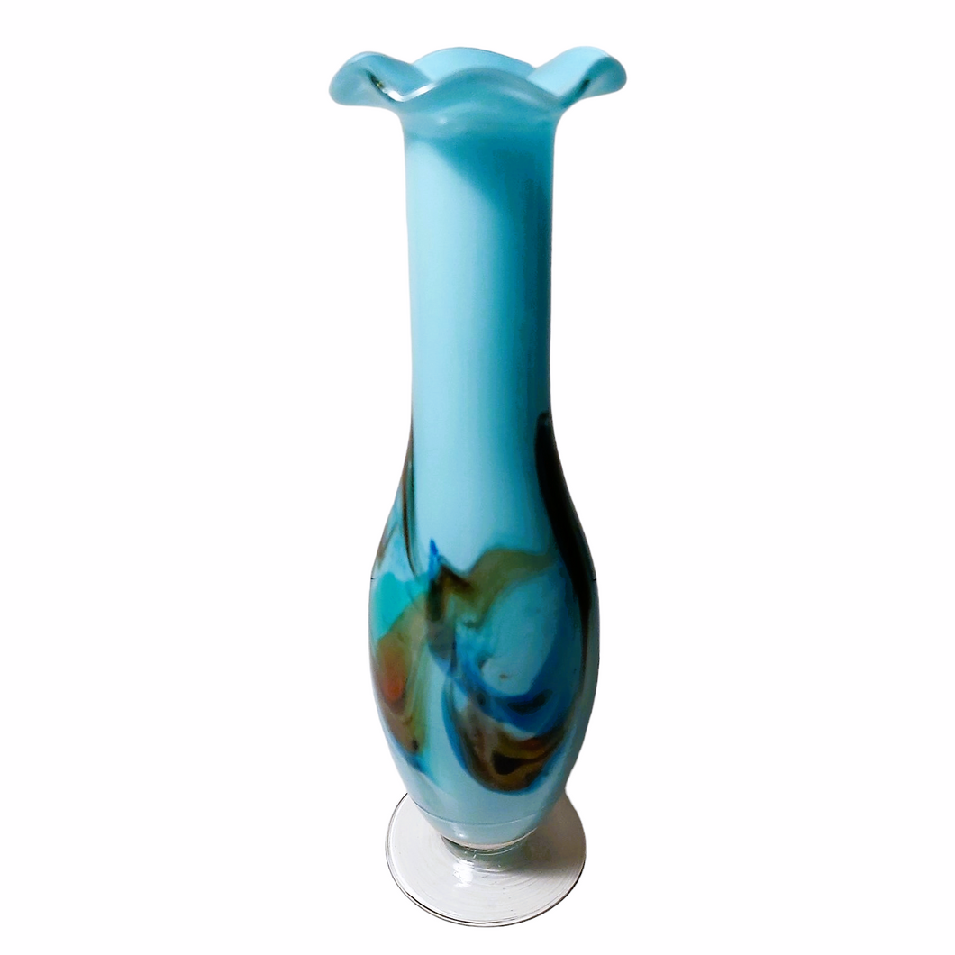 Vintage turquoise opaline glazen vaas