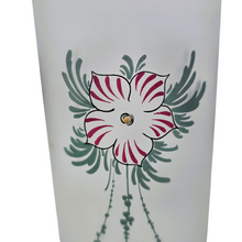 Load image into Gallery viewer, Vase rouleau en verre dépoli et émaillé au décor floral Art déco, vers 1925 Le Charme des Violettes - Brocante en ligne
