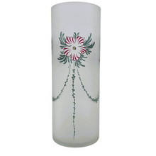 Load image into Gallery viewer, Vase rouleau en verre dépoli et émaillé au décor floral Art déco, vers 1925 Le Charme des Violettes - Brocante en ligne
