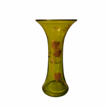 Load image into Gallery viewer, Green soliflore vase with vintage golden decoration
