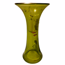 Charger l&#39;image dans la galerie, Vase soliflore vert à décor doré vintage
