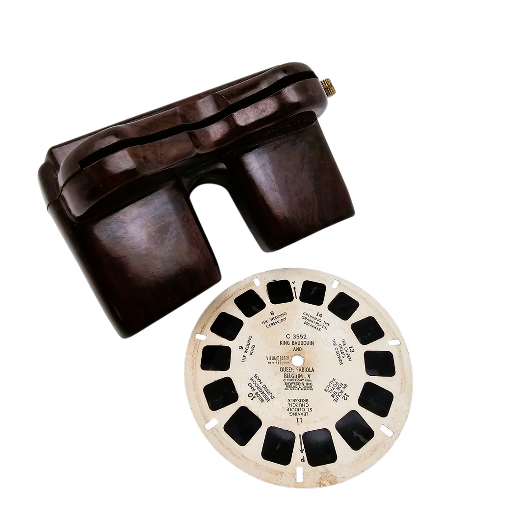 View-Master Stereo-Rama en bakélite et disque du mariage du Roi Baudouin et de la Reine Fabiola le 15 décembre 1960, années 1950-1960