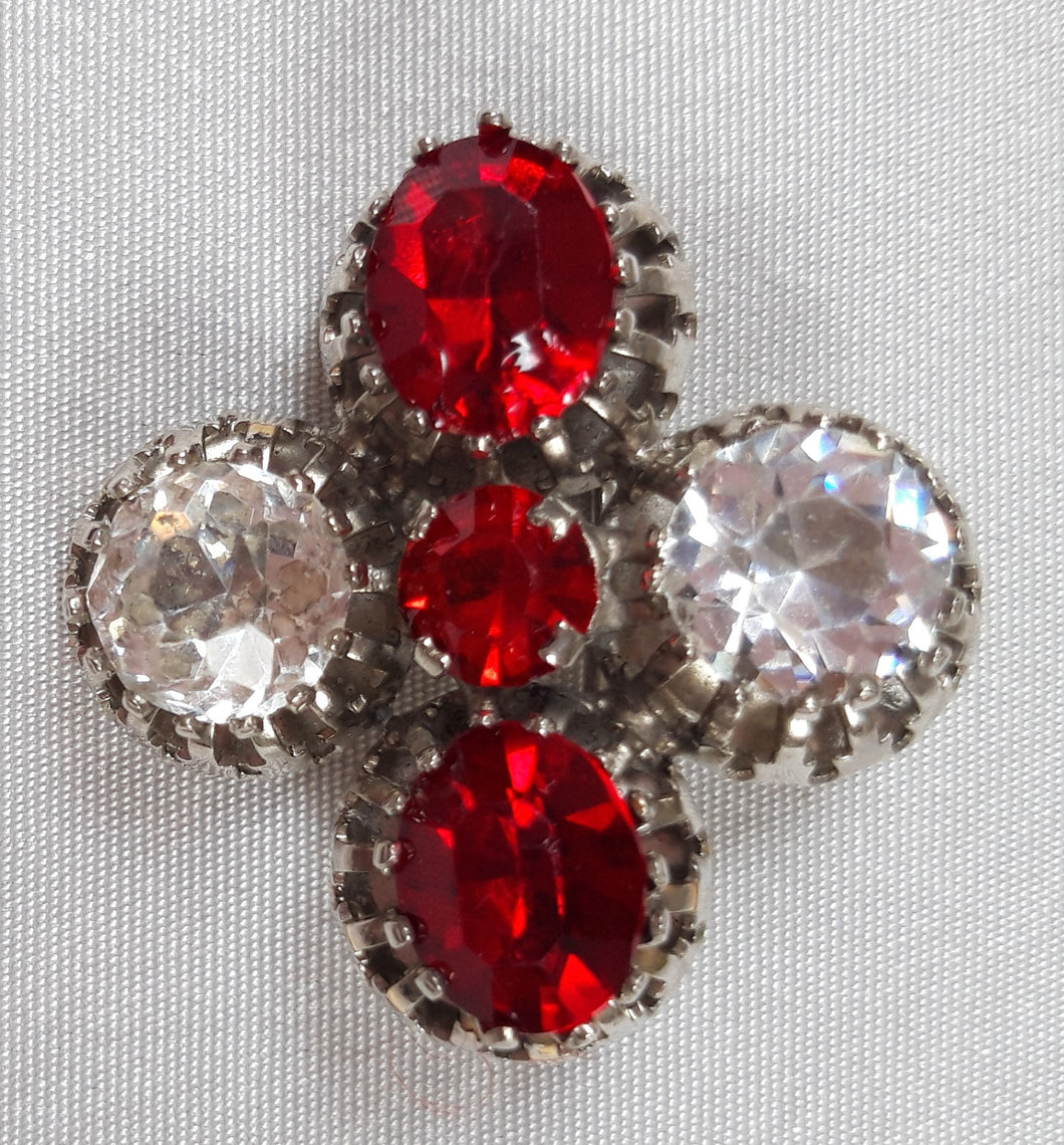 Red and white vintage brooch
