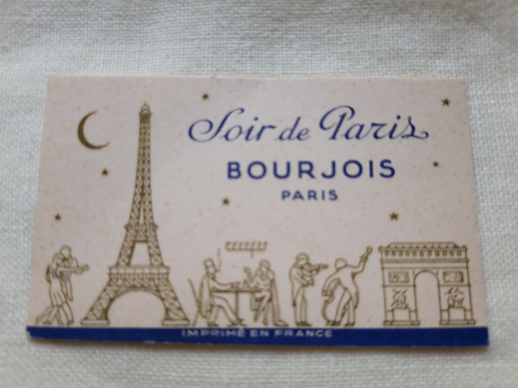 Soir de Paris geurende menukaart van Bourjois
