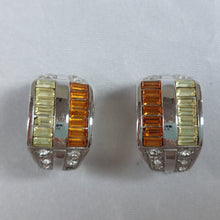 Load image into Gallery viewer, Baguette-cut stone designer clip-on earrings
