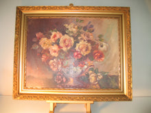 Afbeelding in Gallery-weergave laden, Olieverf op paneel gesigneerd: Boeket romantische rozen
