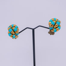 Load image into Gallery viewer, Turquoise and gold vintage earrings
