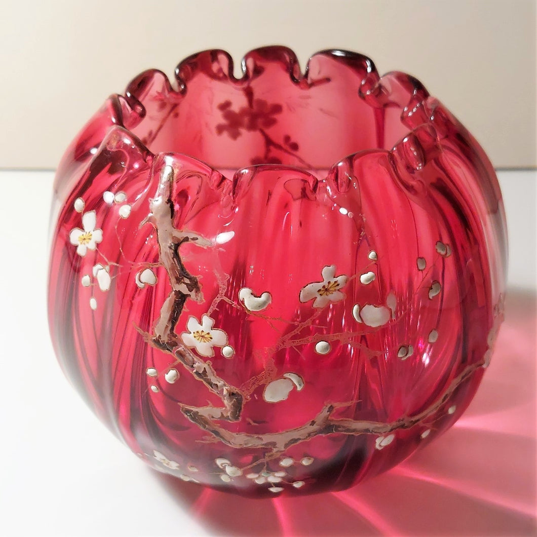 Glazen vaas met vintage Japans decor